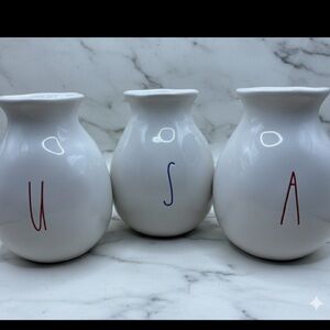 New Rae Dunn 3 piece White Ceramic Vases Set